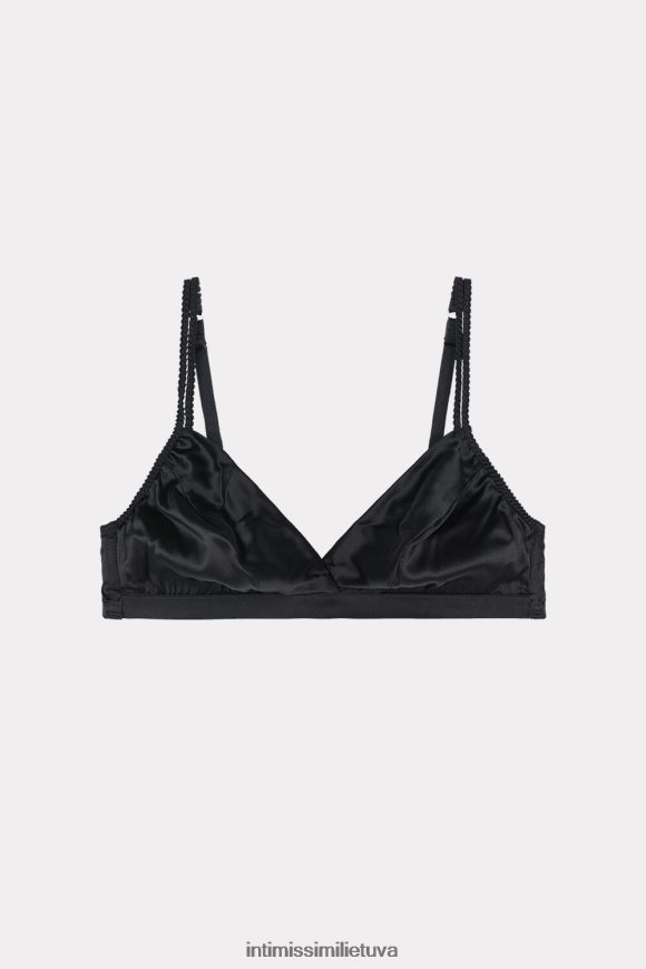moterys juodas emma šilkinė trikampė liemenėlė Intimissimi apatinis trikotažas 248BPB800