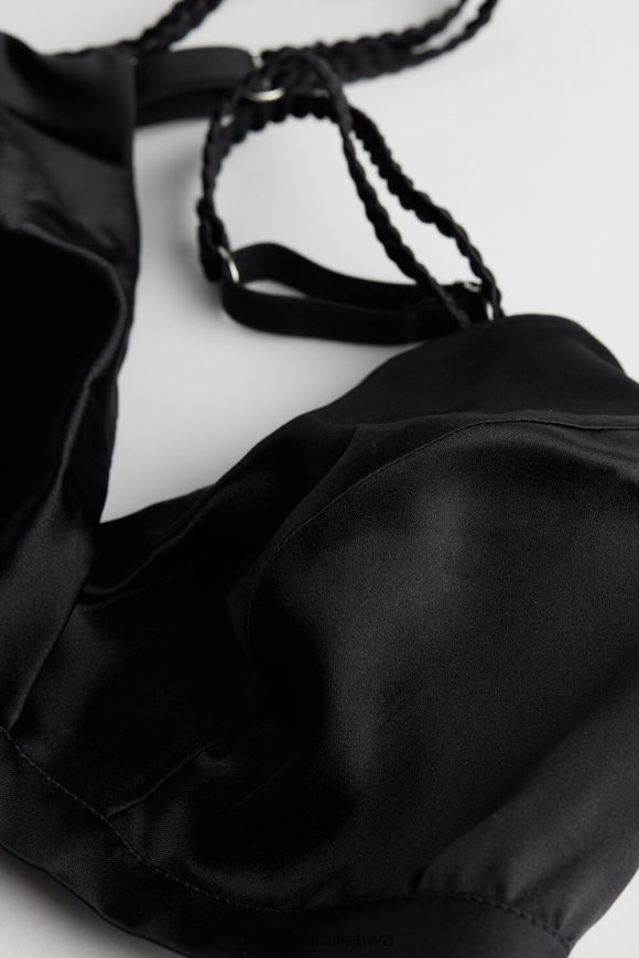 moterys juodas emma šilkinė trikampė liemenėlė Intimissimi apatinis trikotažas 248BPB800