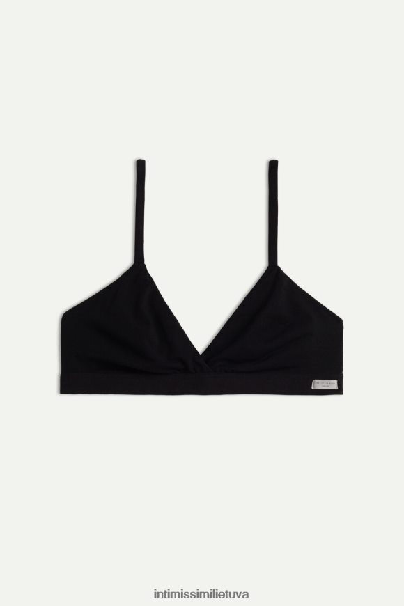 moterys juodas emma natūralios medvilnės trikampė liemenėlė Intimissimi apatinis trikotažas 248BPB755