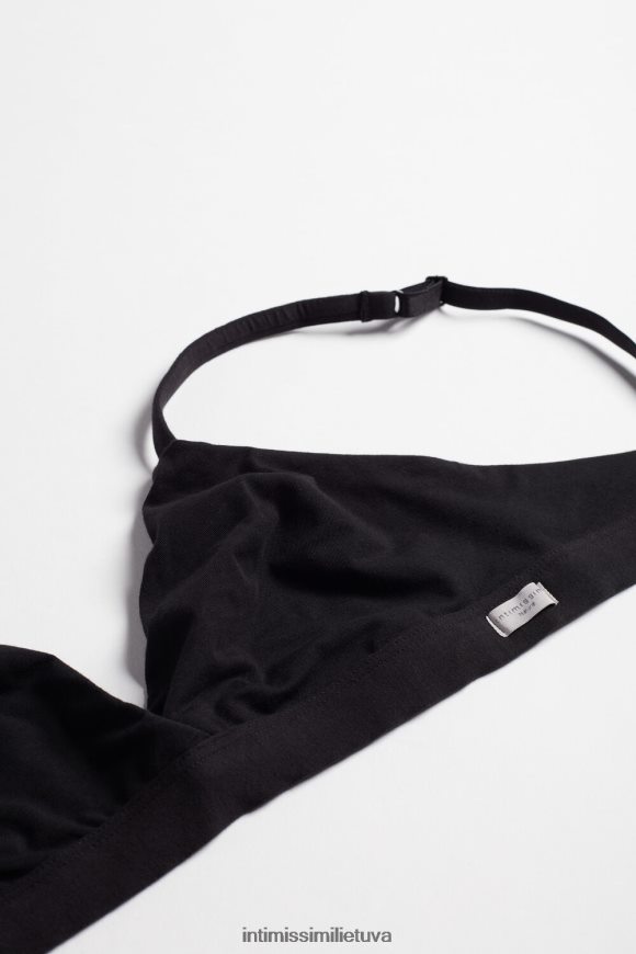 moterys juodas emma natūralios medvilnės trikampė liemenėlė Intimissimi apatinis trikotažas 248BPB755