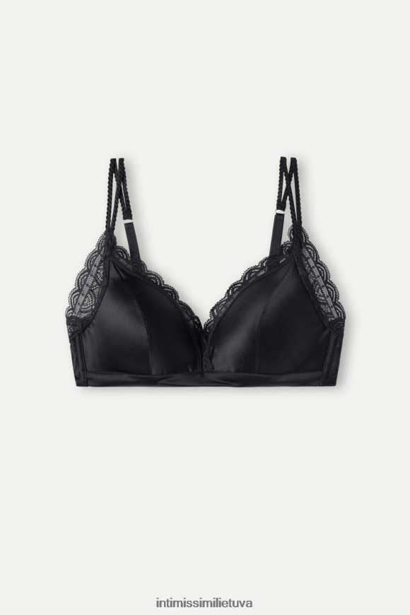 moterys juodas tiziana šilko ir nėrinių trikampė liemenėlė Intimissimi apatinis trikotažas 248BPB789