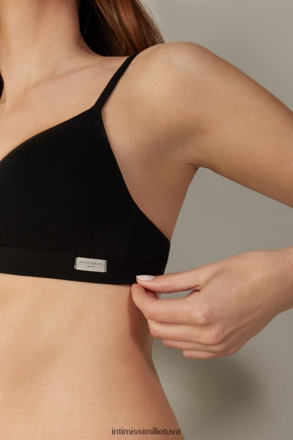 moterys juodas tiziana natūralios medvilnės trikampė liemenėlė Intimissimi apatinis trikotažas 248BPB740