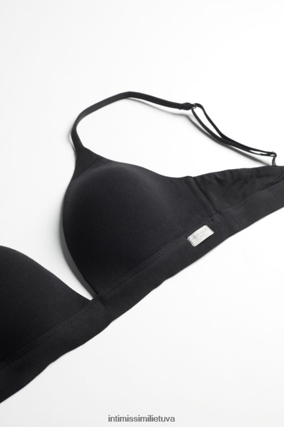 moterys juodas tiziana natūralios medvilnės trikampė liemenėlė Intimissimi apatinis trikotažas 248BPB740