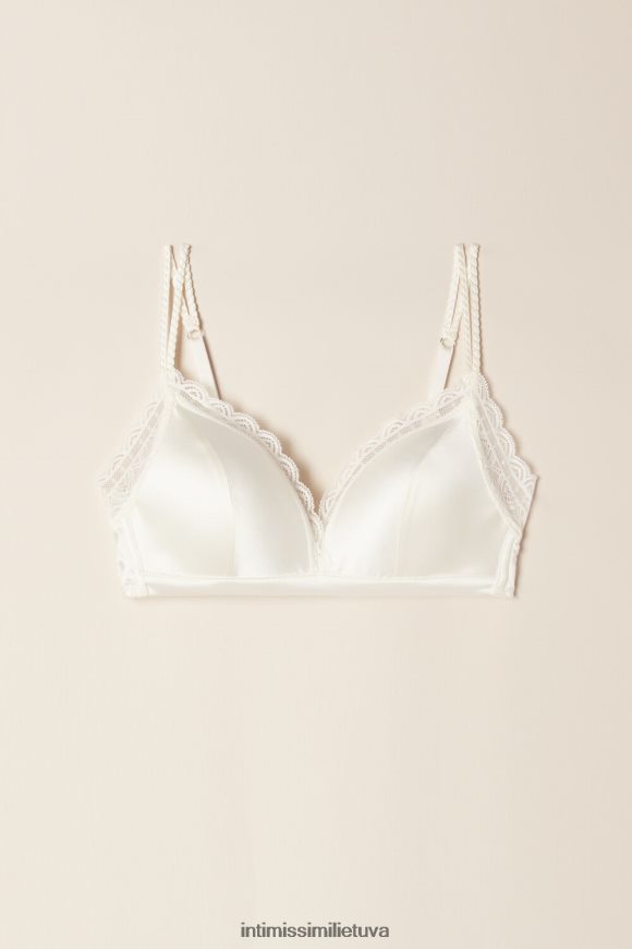 moterys milteliai balti tiziana šilko ir nėrinių trikampė liemenėlė Intimissimi apatinis trikotažas 248BPB786