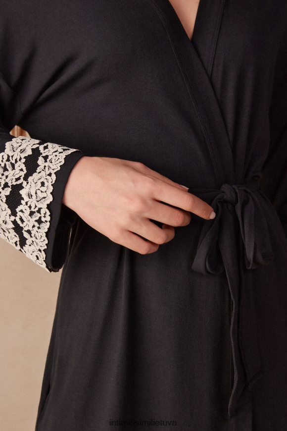 moterys juoda/dramblio kaulo grazios gėlės modalinis negligee Intimissimi drabužiai 248BPB1644