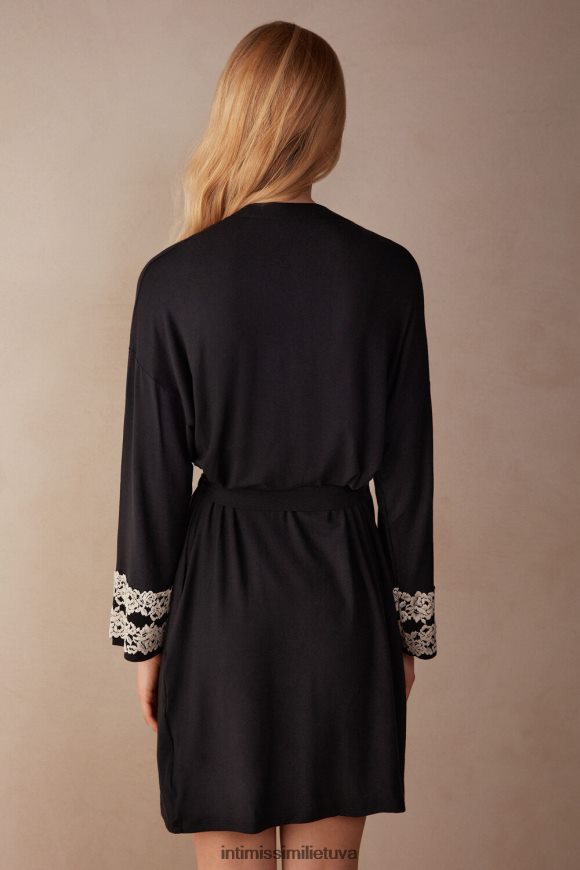 moterys juoda/dramblio kaulo grazios gėlės modalinis negligee Intimissimi drabužiai 248BPB1644