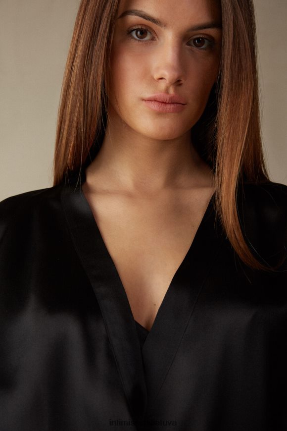 moterys juodas šilko kimono Intimissimi drabužiai 248BPB1679