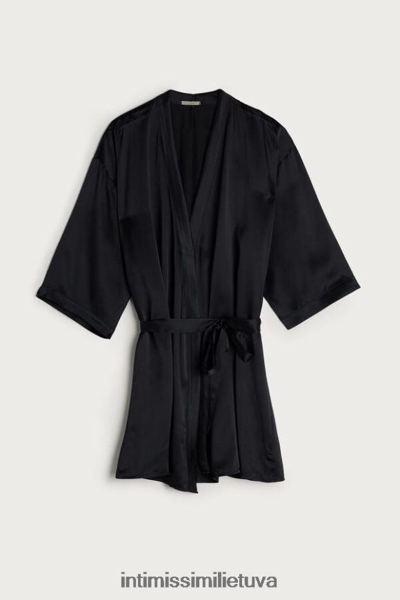 moterys juodas šilko kimono Intimissimi drabužiai 248BPB1679