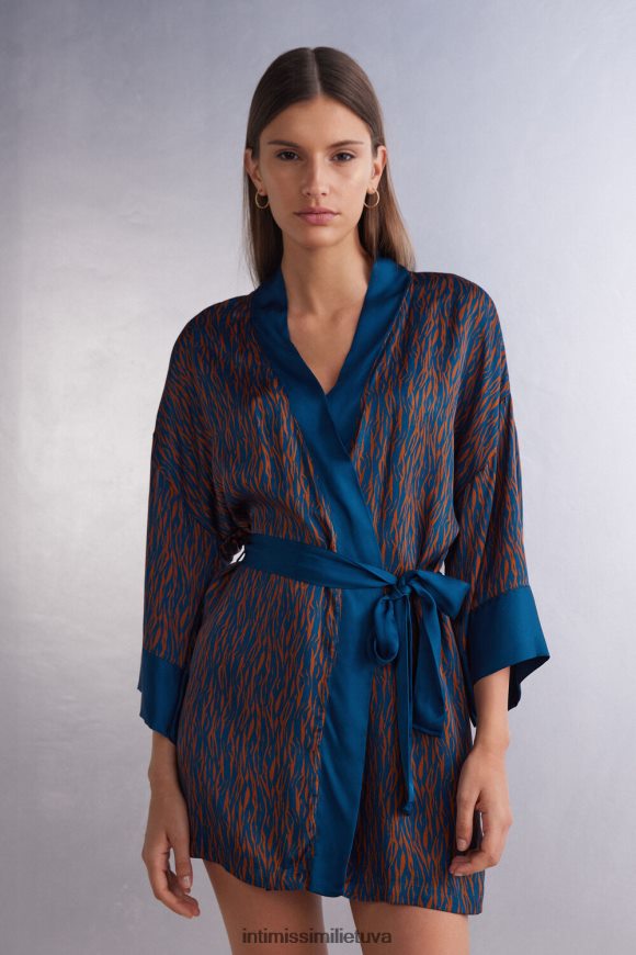 moterys st.go animalier lightcinn/blue go animalier viskozės satino kimono Intimissimi drabužiai 248BPB1490