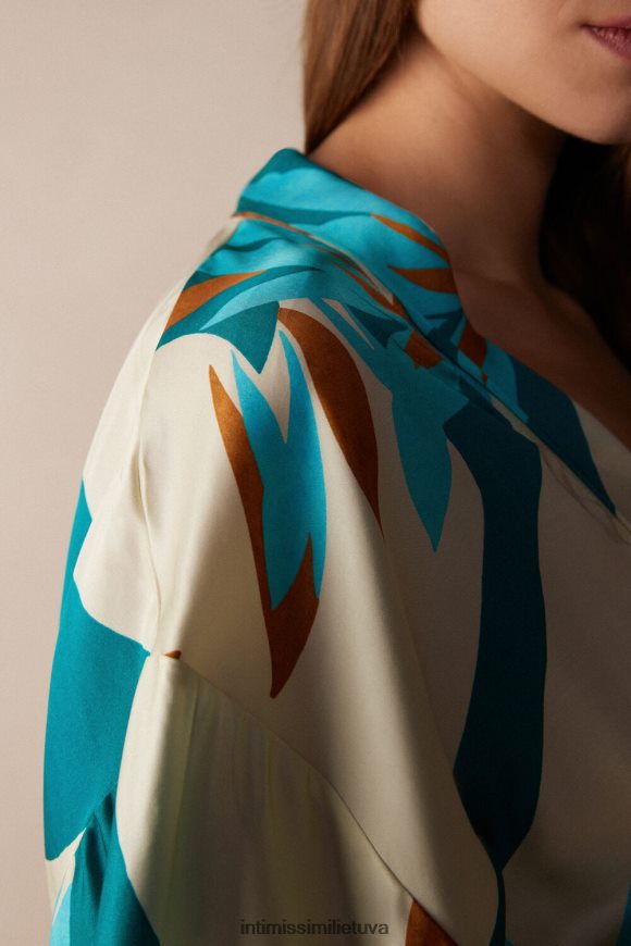 moterys vasaros atmosferos spauda Summer Vibes viskozinis satino kimono Intimissimi drabužiai 248BPB1523