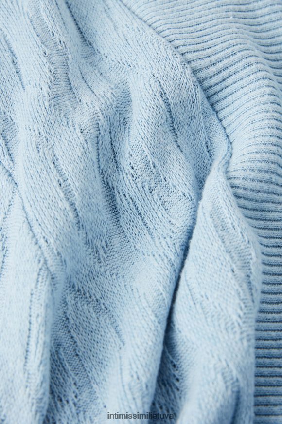 moterys šviesiai mėlynas pasimetęs laukuose kabeliu megztas chalatas Intimissimi drabužiai 248BPB1566