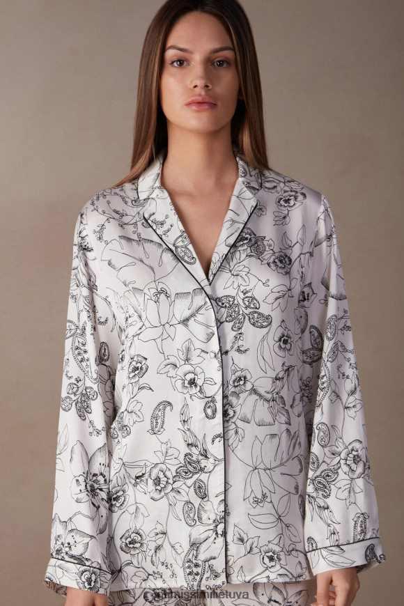 moterys gryno džiaugsmo spaudinys pure joy satino viršutinė dalis ilgomis rankovėmis Intimissimi drabužiai 248BPB1546