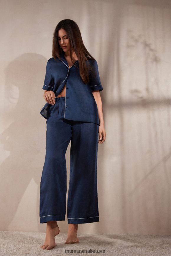 moterys jūreivis mėlynas jachtos naktinės lininės pižamos kelnaitės Intimissimi drabužiai 248BPB1532