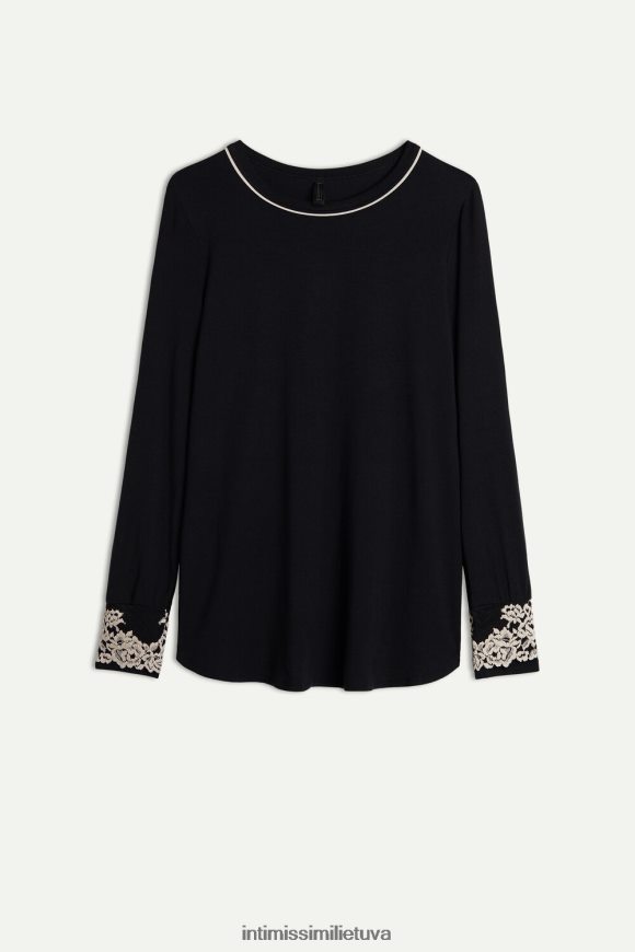 moterys juoda/dramblio kaulo gražių gėlių modalinis viršus Intimissimi drabužiai 248BPB1656