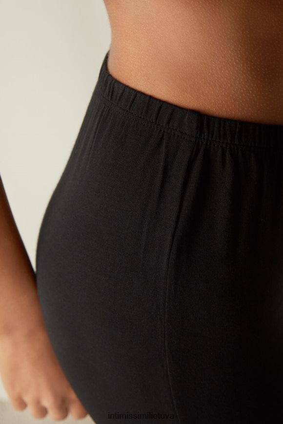 moterys juodas ilgos mikromodalinės kelnės Intimissimi drabužiai 248BPB1671