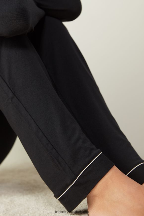moterys juodas ilgos mikromodalinės kelnės Intimissimi drabužiai 248BPB1671