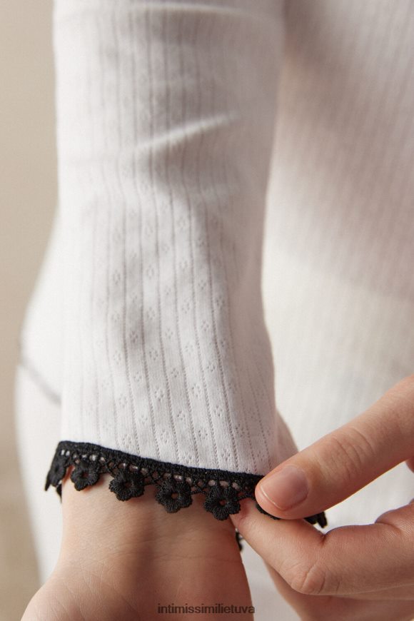 moterys milteliai balti pure joy senelio viršutinė dalis ilgomis rankovėmis Intimissimi drabužiai 248BPB1557