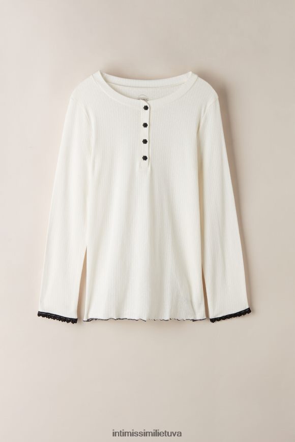 moterys milteliai balti pure joy senelio viršutinė dalis ilgomis rankovėmis Intimissimi drabužiai 248BPB1557