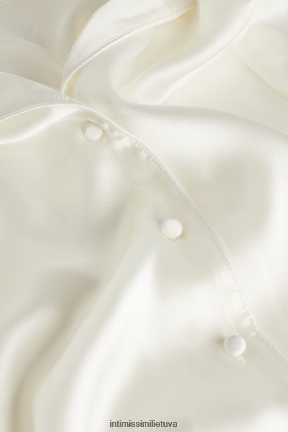 moterys milteliai balti vyriško kirpimo šilko satino švarkas Intimissimi drabužiai 248BPB1668