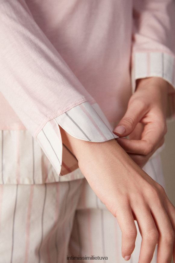 moterys pavasario rožinė minkštas spyruoklinis medvilninis ilgomis rankovėmis viršus Intimissimi drabužiai 248BPB1552