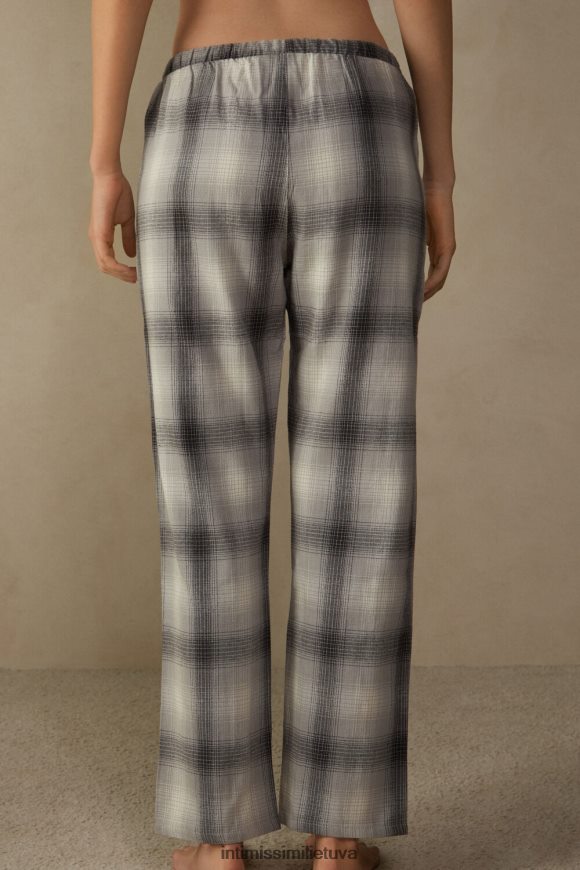 moterys pilka/kreminė čekio spauda šilti glaustymaisi šukuotos paprasto pynimo kelnės Intimissimi drabužiai 248BPB1613