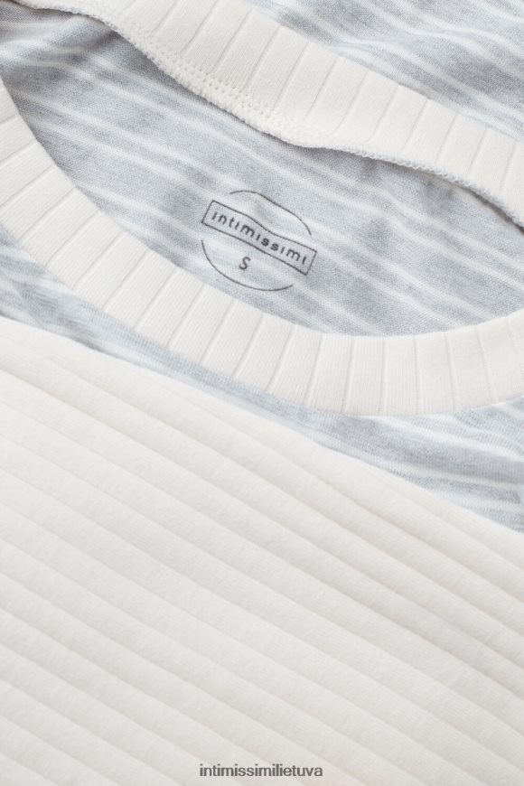 moterys pilka melanžinė/vanilės smėlio juostelė laisvalaikio sekmadienis ilgomis rankovėmis Intimissimi drabužiai 248BPB1559