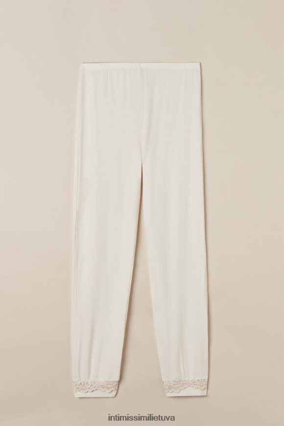 moterys pudra balta/antikvarinė rožinė romantiškas miegamojo modalas su vilnoniais rankogaliais viso ilgio kelnėmis Intimissimi drabužiai 248BPB1591