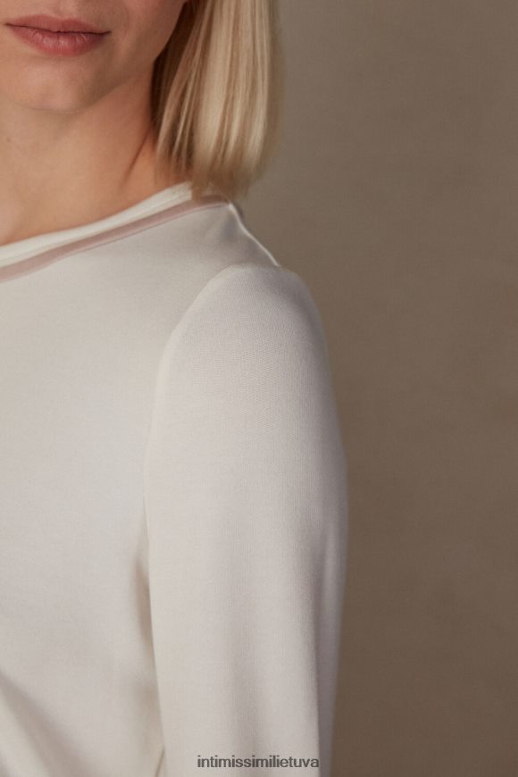 moterys pudra balta/antikvarinė rožinė romantiškas miegamojo modalas su vilnos viršumi Intimissimi drabužiai 248BPB1590