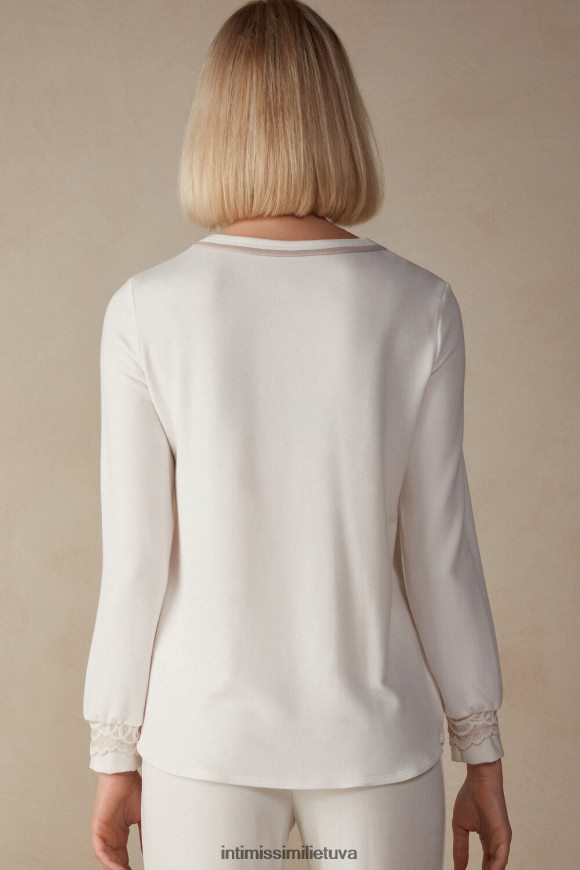 moterys pudra balta/antikvarinė rožinė romantiškas miegamojo modalas su vilnos viršumi Intimissimi drabužiai 248BPB1590