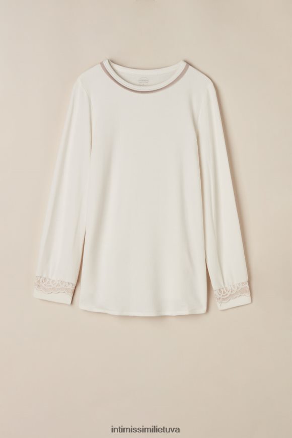 moterys pudra balta/antikvarinė rožinė romantiškas miegamojo modalas su vilnos viršumi Intimissimi drabužiai 248BPB1590