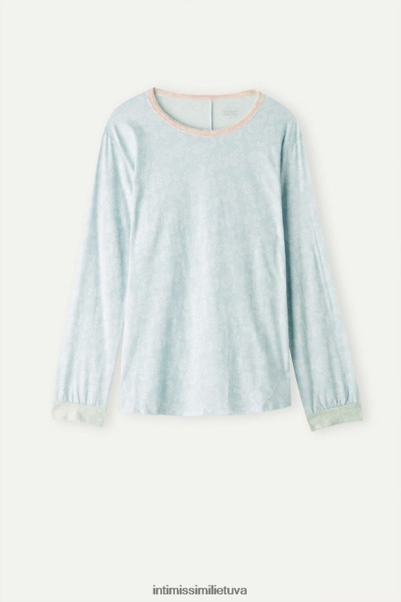 moterys romantiškas kašmyro raštas romantiškas kašmyro medvilninis ilgomis rankovėmis viršus Intimissimi drabužiai 248BPB1543