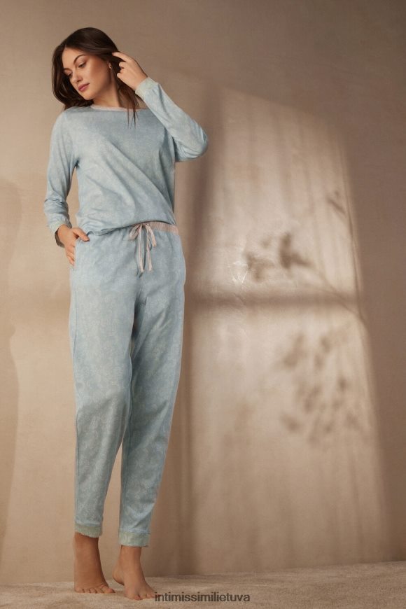 moterys romantiškas kašmyro raštas romantiškos kašmyro spalvos medvilninės kelnės Intimissimi drabužiai 248BPB1545