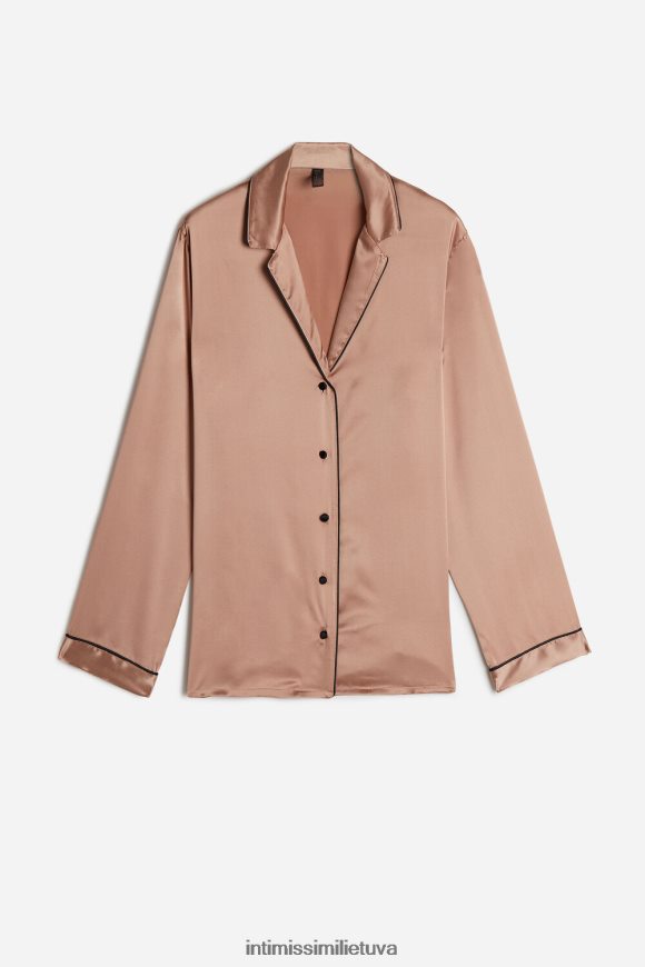 moterys satino rožinė vyriško kirpimo šilko satino švarkas Intimissimi drabužiai 248BPB1664