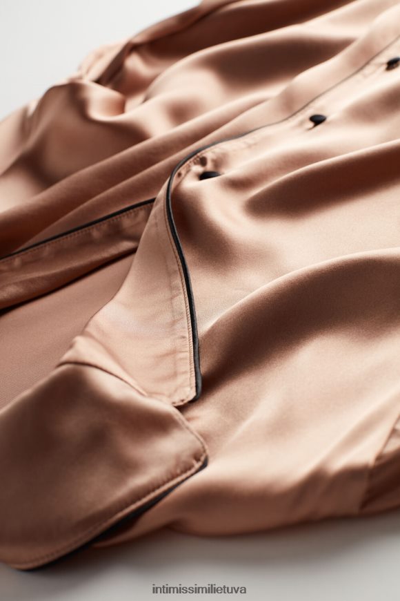 moterys satino rožinė vyriško kirpimo šilko satino švarkas Intimissimi drabužiai 248BPB1664