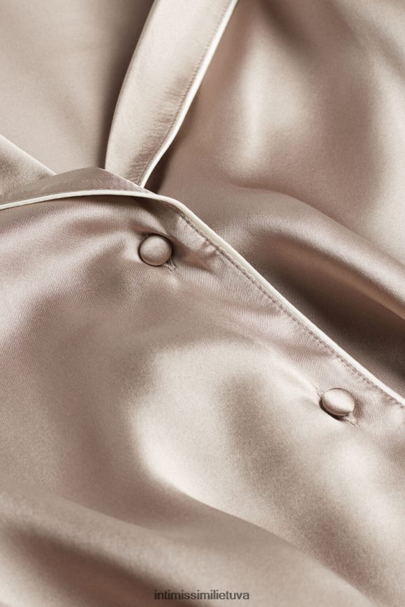 moterys smėlio spalvos pudra vyriško kirpimo šilko satino švarkas Intimissimi drabužiai 248BPB1648