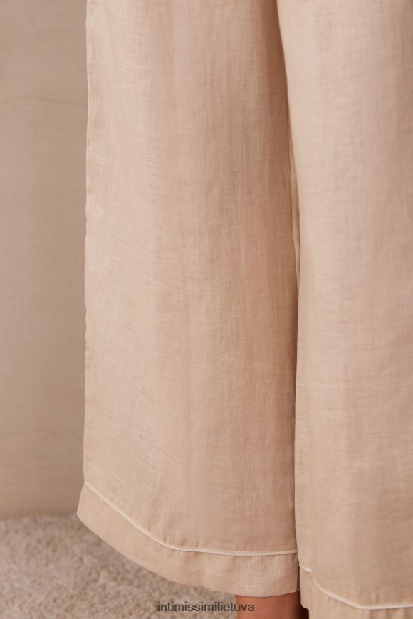 moterys smėlio spalvos virvė jachtos naktinės lininės pižamos kelnaitės Intimissimi drabužiai 248BPB1527