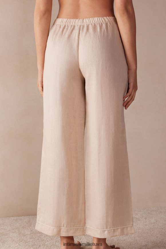 moterys smėlio spalvos virvė jachtos naktinės lininės pižamos kelnaitės Intimissimi drabužiai 248BPB1527