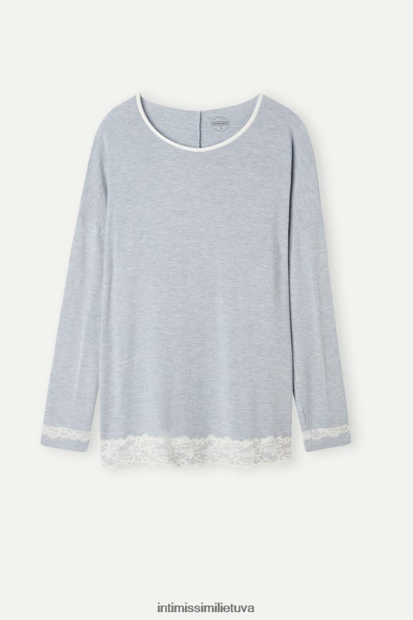 moterys šviesiai mėlynas melanžas ilgomis rankovėmis apvalia iškirpte apvalia iškirpte Intimissimi drabužiai 248BPB1619