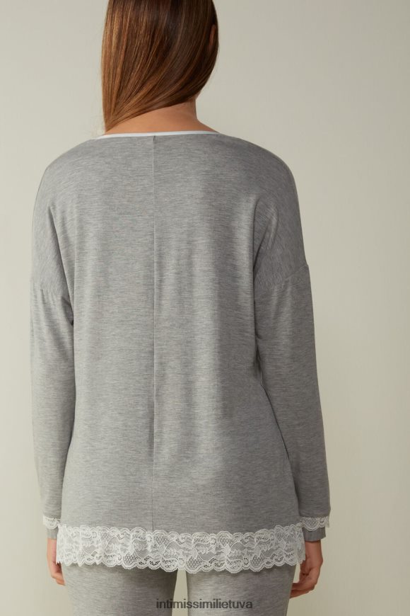 moterys šviesiai pilkas melanžas ilgomis rankovėmis apvalia iškirpte apvalia iškirpte Intimissimi drabužiai 248BPB1677