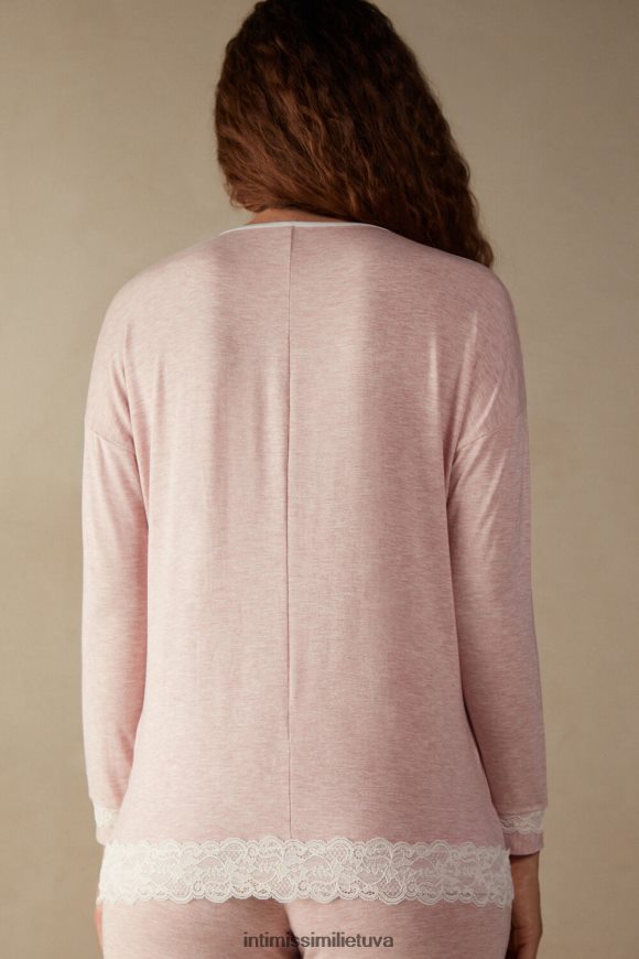 moterys šviesiai rožinis melanžas ilgomis rankovėmis apvalia iškirpte apvalia iškirpte Intimissimi drabužiai 248BPB1621