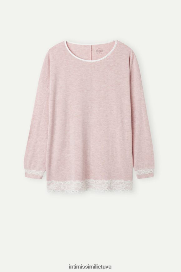 moterys šviesiai rožinis melanžas ilgomis rankovėmis apvalia iškirpte apvalia iškirpte Intimissimi drabužiai 248BPB1621