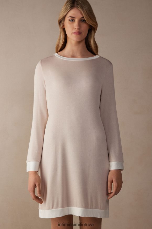 moterys šilko rožinė/pudra balta paprastas elegancijos naktinis marškinys Intimissimi drabužiai 248BPB1573