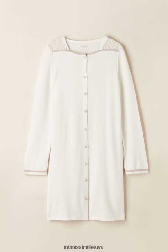 moterys pudra balta/antikvarinė rožinė romantiškas miegamojo modalas su vilnoniu naktiniu marškiniu Intimissimi drabužiai 248BPB1587