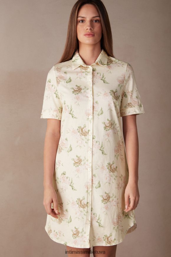 moterys rožių atspaudų kvapas Rožių kvapo medvilninis naktinis marškinys Intimissimi drabužiai 248BPB1550
