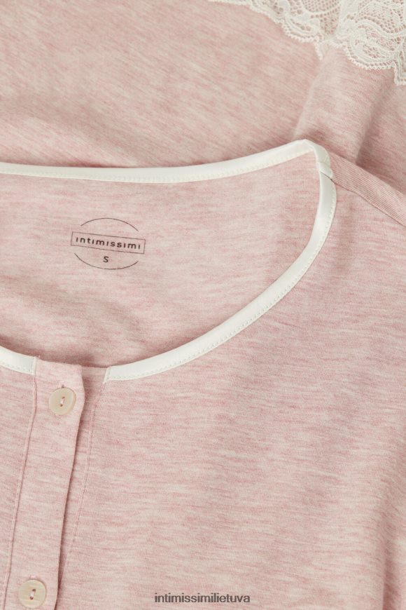 moterys šviesiai rožinis melanžas Naktinis megztinis su sagomis su nėriniais Intimissimi drabužiai 248BPB1618