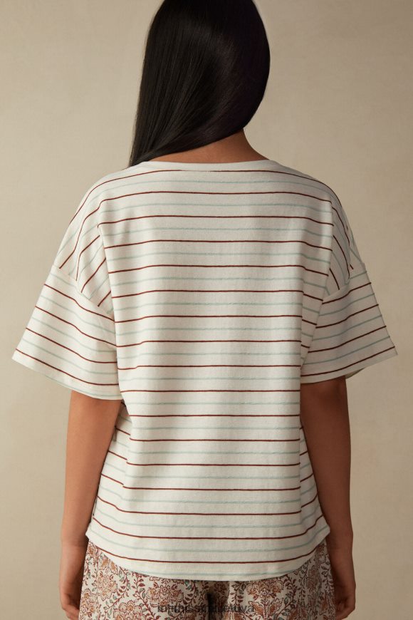 moterys Rygos prieskonių sodas prieskonių sodas trumpomis rankovėmis medvilninis viršus Intimissimi drabužiai 248BPB1627