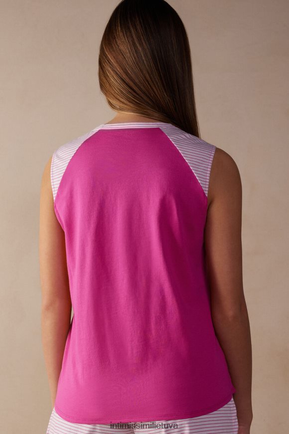 moterys Valentino rožinė braškių pieno kokteilis ultrafresh supima medvilnės liemenės viršus Intimissimi drabužiai 248BPB1540