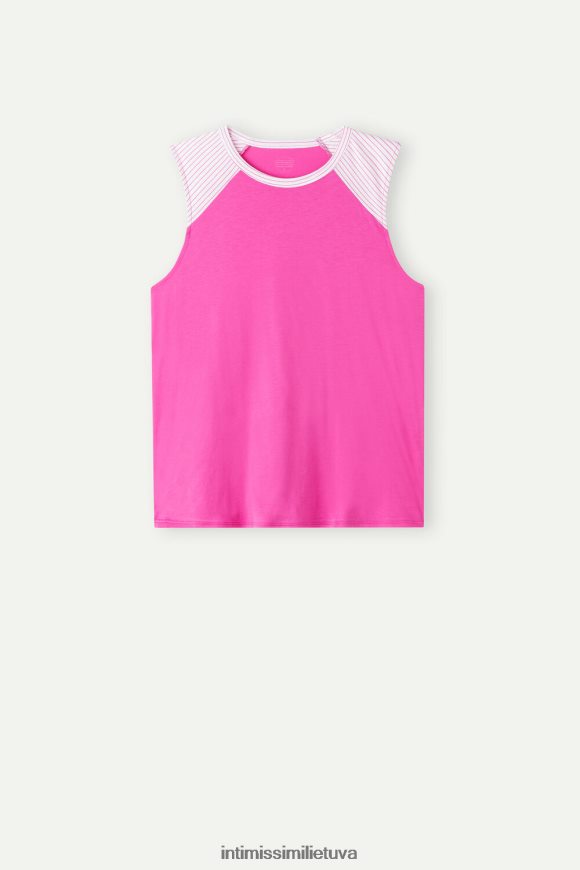 moterys Valentino rožinė braškių pieno kokteilis ultrafresh supima medvilnės liemenės viršus Intimissimi drabužiai 248BPB1540