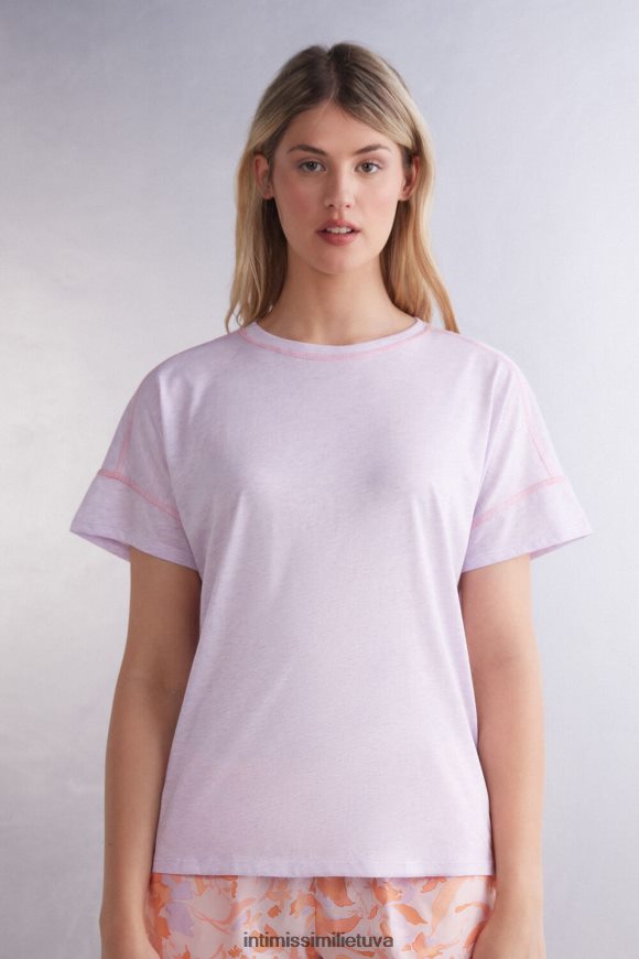 moterys bianco vilkdalgių ir abrikosų trumpomis rankovėmis itin gaivus medvilninis viršus supima Intimissimi drabužiai 248BPB1517