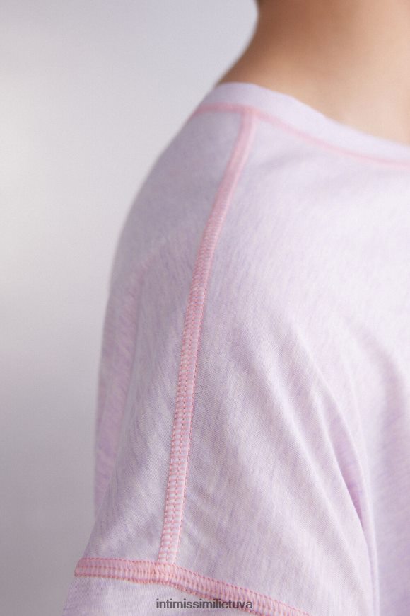 moterys bianco vilkdalgių ir abrikosų trumpomis rankovėmis itin gaivus medvilninis viršus supima Intimissimi drabužiai 248BPB1517